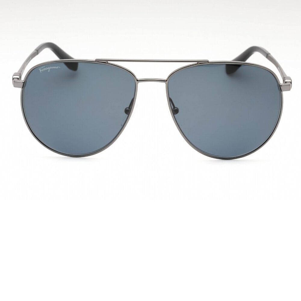 Salvatore Ferragamo Dark Gunmetal Aviator Sunglasses Brand New In Case - Picture 12 of 12